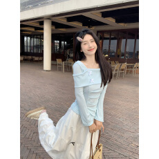 批发法式蓝色长袖连衣裙子女春装2025超火新款小个子香风气质长裙套装