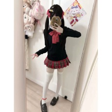 批发小辣椒***正版日系JK制服秋<b class='q'>冬</b>圣诞氛围感校供毛衣格裙套装女
