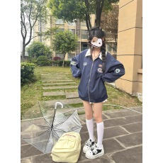 批发美式复古翻领外套女秋季2025<b class='q'>新款</b>潮牌设计感宽松情侣休闲<b class='q'>夹克</b>上衣