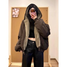 批发棉服女2025年冬装<b class='q'>新款</b>双面穿派克服皮草<b class='q'>夹克</b>座山雕慵懒风加厚外套