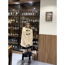 批发韩系翻领甜美百搭温柔奶fufu羊羔毛外套女加棉毛绒绒<b class='q'>大衣</b>秋冬加厚