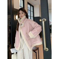 批发小香风皮毛一体麂皮绒外套女2025<b class='q'>冬</b>季新款爆款韩系加绒加厚机车服