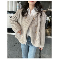 批发外套女2023冬季新款显瘦小香风短款<b class='q'>大衣</b>宽松皮毛一体加厚仿水貂绒