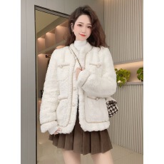 批发仿皮草小香风羊羔毛外套女新款秋冬高级感加厚宽松呢子大衣ins潮