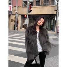 批发2024秋冬新款海宁皮草外套女环保狐狸毛加厚毛毛大衣显瘦小个子