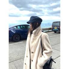 批发冬季环保皮草仿水貂绒长款宽松加厚加棉保暖西服领毛毛外套大衣女