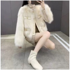 批发法式小香风羊羔毛绒外套女<b class='q'>秋</b>冬气质高级感加厚夹棉仿皮草长袖上衣