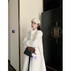 批发2024冬季新款水貂绒<b class='q'>大衣</b>加厚加棉宽松立领羊羔毛中长款<b class='q'>皮草</b>外套女