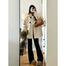 批发韩系翻领甜美百搭温柔奶fufu羊羔毛外套女加棉毛绒绒大衣<b class='q'>秋</b>冬加厚