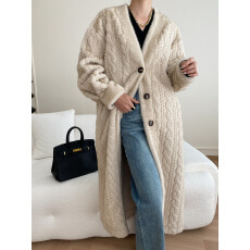 批发<b class='q'>皮草</b>女2023冬季新款环保麻花貂皮毛一体洋气加厚长款毛毛外套<b class='q'>大衣</b>