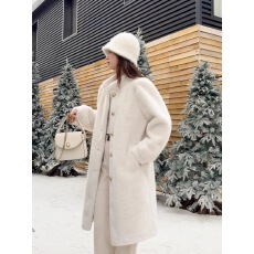 批发2024冬季新款水貂绒<b class='q'>大衣</b>加厚加棉宽松立领羊羔毛中长款<b class='q'>皮草</b>外套女