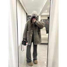 批发2024<b class='q'>秋</b>冬季慵懒感皮草中长款立领加棉加厚羊羔毛绒环保毛毛外套女