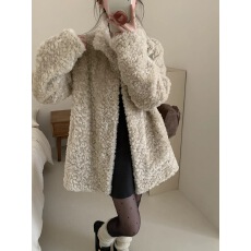 批发2025新款爆款富人区同款羊羔毛立领仿加厚宽松<b class='q'>皮草</b>毛毛外套<b class='q'>大衣</b>女