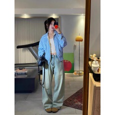 批发日系双面穿外套女春秋季2025新款小个子宽松短款翻领格子<b class='q'>夹克</b>上衣