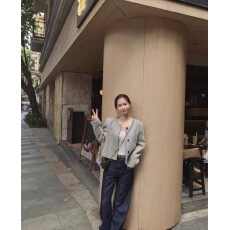 批发复古圆领小香风外套女秋季小个子高级感条纹宽松名媛千金短款上衣