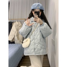 批发冬季学生菱格羽绒棉服女2025新款秋冬外套韩系羊羔毛夹棉棉衣棉袄