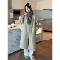 批发皮草女2023冬季新款环保麻花貂<b class='q'>皮毛</b><b class='q'>一体</b>洋气加厚长款毛毛外套大衣