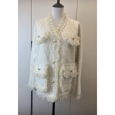 批发秋冬长袖V领小香风流苏<b class='q'>外套</b>秋季新款水<b class='q'>貂绒</b>宽松针织毛衣开衫女