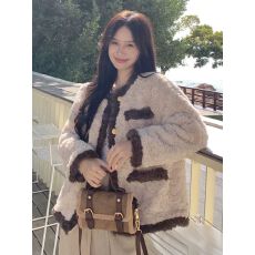 批发小香风仿羊羔毛保暖短款外套女<b class='q'>秋</b>冬2024新款韩版宽松气质上衣加厚