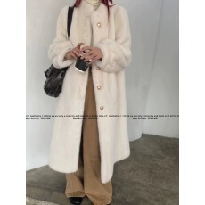 批发2024冬季新款水貂绒大衣加厚加棉宽松立领羊羔毛中长款皮草外套女