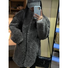 批发2024<b class='q'>秋</b>冬季慵懒感皮草中长款立领加棉加厚羊羔毛绒环保毛毛外套女