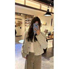 批发高级感粗花毛呢小香风外套女秋季法式气质长袖短款千金感开衫上衣