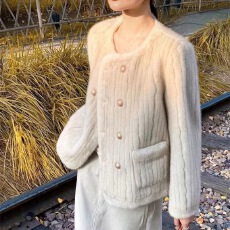 批发外套女2023冬季新款显瘦小香风短款大衣宽松皮毛一体加厚仿水貂绒