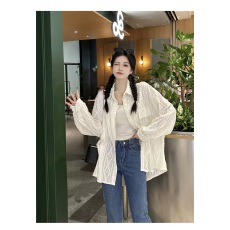 批发法式白色镂空防晒衬衫外套女夏季薄款上衣外搭开衫高级感休闲衬衣