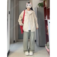 批发2025秋<b class='q'>冬</b>款字母立领冲锋衣外套女宽松休闲学生网红情侣夹克外套潮