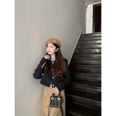 批发小个子香风黑色外套女早初秋2024新款爆款厚高级感设计感短款上衣