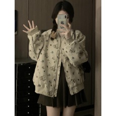 批发新中式外套女国风复古碎花夹克2025秋季新款小众潮牌情侣装棒球服