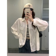 批发法式白色镂空防晒衬衫外套女夏季薄款上衣外搭开衫高级感休闲衬衣