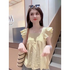 批发蝴蝶结露背无袖<b class='q'>衬衫</b><b class='q'>上衣</b>女夏季新款甜美设计感小众木耳边别致小衫