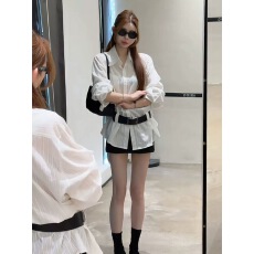 批发法式气质POLO领衬衫上衣女春夏季新款慵懒风中长款宽松<b class='q'>休闲</b>衬衣