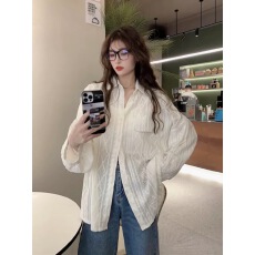 批发法式白色镂空防晒衬衫外套女夏季薄款上衣外搭开衫高级感休闲衬衣