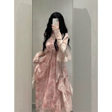 批发薄荷硬糖'法式小飞袖<b class='q'>连衣裙</b>女镂空碎花初恋甜美夏季收腰包臀短裙