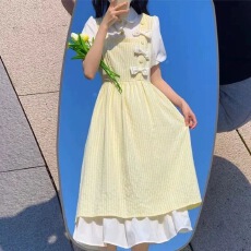 批发日系文艺学院风连衣裙女夏季<b class='q'>可爱</b>甜美小清新气质淑女裙子收腰显瘦
