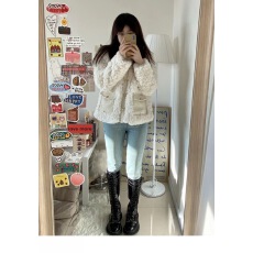 批发<b class='q'>皮草</b>小香风外套女冬天新款高级感可可仿兔毛<b class='q'>大衣</b>加厚圆领网红棉服
