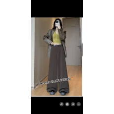 批发实拍2025秋冬新款加绒毛呢阔腿裤拖地裤高腰休闲拖地裤女