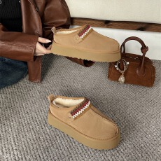 批发民族风半拖女2025冬季新款皮毛一体包头棉厚底雪地靴加绒加厚桑坡