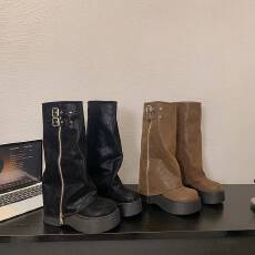 批发2025秋冬新款长靴女厚底增高甜酷辣妹小个子裤管马丁靴高跟高筒靴