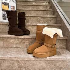 羊皮毛一体雪地靴2025新款外穿冬季保暖棉鞋中筒机车女靴36-40码