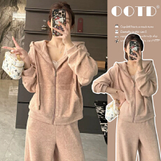 新品现获  冬装新款加绒加厚休闲孕妇套装卫衣长裤宽松两件套