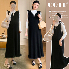 现获  秋冬新款针织背心连衣裙打底衫休闲孕妇两件套装