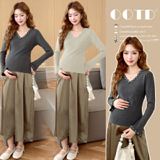 批发实拍 现  秋冬新款宽松加厚针织孕妇打底衫长袖内搭