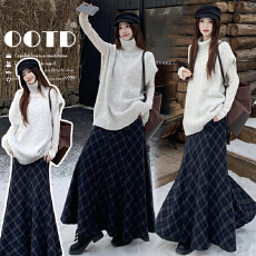 批发新品现  秋冬新款高领针织马甲打底衫加厚半身裙子孕妇三件套装