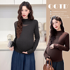 批发实拍 有货  秋冬新款加绒加厚孕妇打底衫保暖内搭配大衣上衣