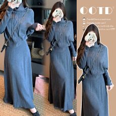 批发新品  有货  秋冬新款加厚针织<b class='q'>上衣</b>中长款连衣裙保暖<b class='q'>孕妇</b><b class='q'>两件套装</b>