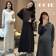 批发新品  现现 秋冬新款加厚宽松<b class='q'>中长款</b>保暖针织<b class='q'>孕妇</b><b class='q'>连衣裙</b>