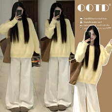 批发新品  有货 秋冬水貂绒加厚针织孕妇上<b class='q'>衣</b>加绒阔腿<b class='q'>裤</b><b class='q'>孕妇</b><b class='q'>两件套</b><b class='q'>装</b>